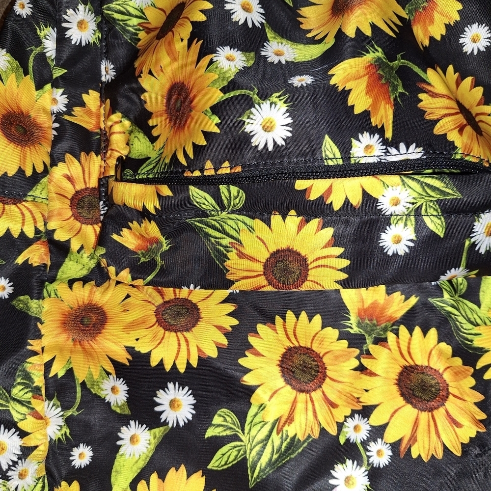 Sunflower Print Backpack Medium With Pockets - image 5